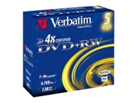 Verbatim
43229
DVD+RW/4.7GB 4x AdvSERL JewelCase 5pk