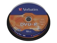Verbatim
43523
DVD-R/4.7GB 16xspd ADVANCEDAZO10 Spindle