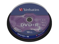 Verbatim
43498
DVD+R/4.7GB 16x AdvAZO Spdl 10pk