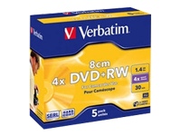 Verbatim
43565
DVD-RW/1.46GB 4xspd 8cm Jewel Case 5pk