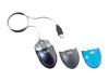 HP optical USB travel mouse - Mouse - optical - 3 button(s) - wired - USB - grey, black, blue