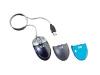 HP Optical USB Travel Mouse - Mouse - optical - 3 button(s) - wired - USB - cobalt blue, industrial grey, smoked clear