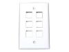 StarTech.com 6 Outlet Universal Wallplate - Wall plate - white - 6 ports