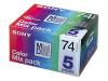 Sony MDW 80CRX Color Mix pack - MiniDisc - 5 x 80min