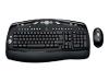 Logitech Cordless Desktop LX 300 - Keyboard - wireless - RF - mouse - USB / PS/2 wireless receiver - black - Switzerland