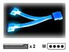 Akasa - Power adapter - 15 pin SATA power - 4 PIN internal power (M) - 10 cm - blue UV reactive