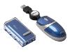 Targus Notebook Mouse and USB 2.0 Travel Hub - Mouse - optical - 3 button(s) - wired - USB - blue, silver