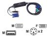 ATEN CV-131B - Keyboard / video / mouse (KVM) cable - 4 PIN USB Type A, HD-15 (M) - 6 pin PS/2, HD-15 - 1.8 m