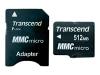 Transcend - Flash memory card ( MMC adapter included ) - 512 MB - MMCmicro