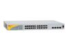 Allied Telesis AT 9000/24 - Switch - 24 ports - EN, Fast EN, Gigabit EN - 10Base-T, 100Base-TX, 1000Base-T + 4 x shared SFP (empty) - 1U