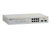 Allied Telesis AT GS950/8 WebSmart Switch - Switch - 8 ports - EN, Fast EN, Gigabit EN - 10Base-T, 100Base-TX, 1000Base-T + 2 x shared SFP (empty) - 1U