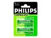 Philips LongLife R14-P2 - Battery 2 x C type Carbon Zinc