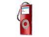 Belkin Clear Acrylic Case Metal-Top with Brushed-Metal Faceplate - Case for digital player - acrylic - red - iPod nano (aluminum) (2G)