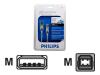 Philips PCGear SWU1511 - USB cable - 4 PIN USB Type A (M) - 4 PIN USB Type B (M) - 2 m - molded - clear
