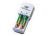 GP PowerBank Mini - Battery charger 2xAA/AAA - included batteries: 4 x AAA type NiMH 800 mAh