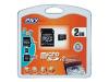 PNY 3in1 - Flash memory card ( microSD to SD/mini SD adapters included ) - 2 GB - microSD