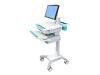 Ergotron StyleView LCD Cart with Drawer - Cart for flat panel / keyboard / CPU / notebook - plastic, aluminium, zinc-plated steel - white, turquoise - screen size: up to 24