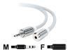 Belkin Mini-Stereo Extension Cable - Audio extender - mini-phone stereo 3.5 mm  (M) - mini-phone stereo 3.5 mm  (F) - 1.8 m - white