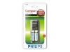 Philips Multilife SCB1280NB - Battery charger 2xAA/AAA - included batteries: 2 x AA type NiMH 2450 mAh