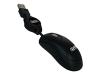 Sweex Mini Optical Mouse Retractable Cable USB black - Mouse - optical - wired - USB - black