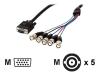 StarTech.com Coax HD15 VGA to 5 BNC Monitor Cable - Display cable - HD-15 (M) - BNC (M) - 1.8 m