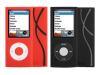 Griffin FlexGrip - Case for digital player - silicone - black / red, black grey - iPod nano (4G) (pack of 2 )