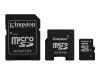 Kingston - Flash memory card ( microSDHC to SD/mini SD adapters included ) - 16 GB - Class 2 - microSDHC