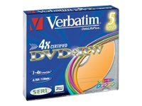 Verbatim
43297
DVD+RW/4.7GB 4x ADVSERL Slim Color 5pk