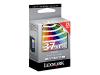 Lexmark Cartridge No. 37XLA - Print cartridge - High Yield - 1 x colour (cyan, magenta, yellow) - 500 pages