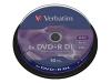 Verbatim
43666
DVD+R/8.5GB 8x DLAYER mattsilv Spdl 10