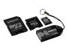 Kingston microSD Multi-Kit - Flash memory card ( microSD to SD/mini SD adapters included ) - 1 GB - microSD