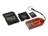 Kingston microSD Multi-Kit - Flash memory card ( microSD to SD/mini SD adapters included ) - 2 GB - microSD