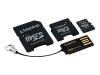 Kingston microSD Multi-Kit - Flash memory card ( microSD to SD/mini SD adapters included ) - 2 GB - microSD